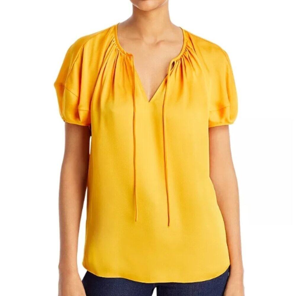 Lafayette 148 New York Pleat Neck Blouse